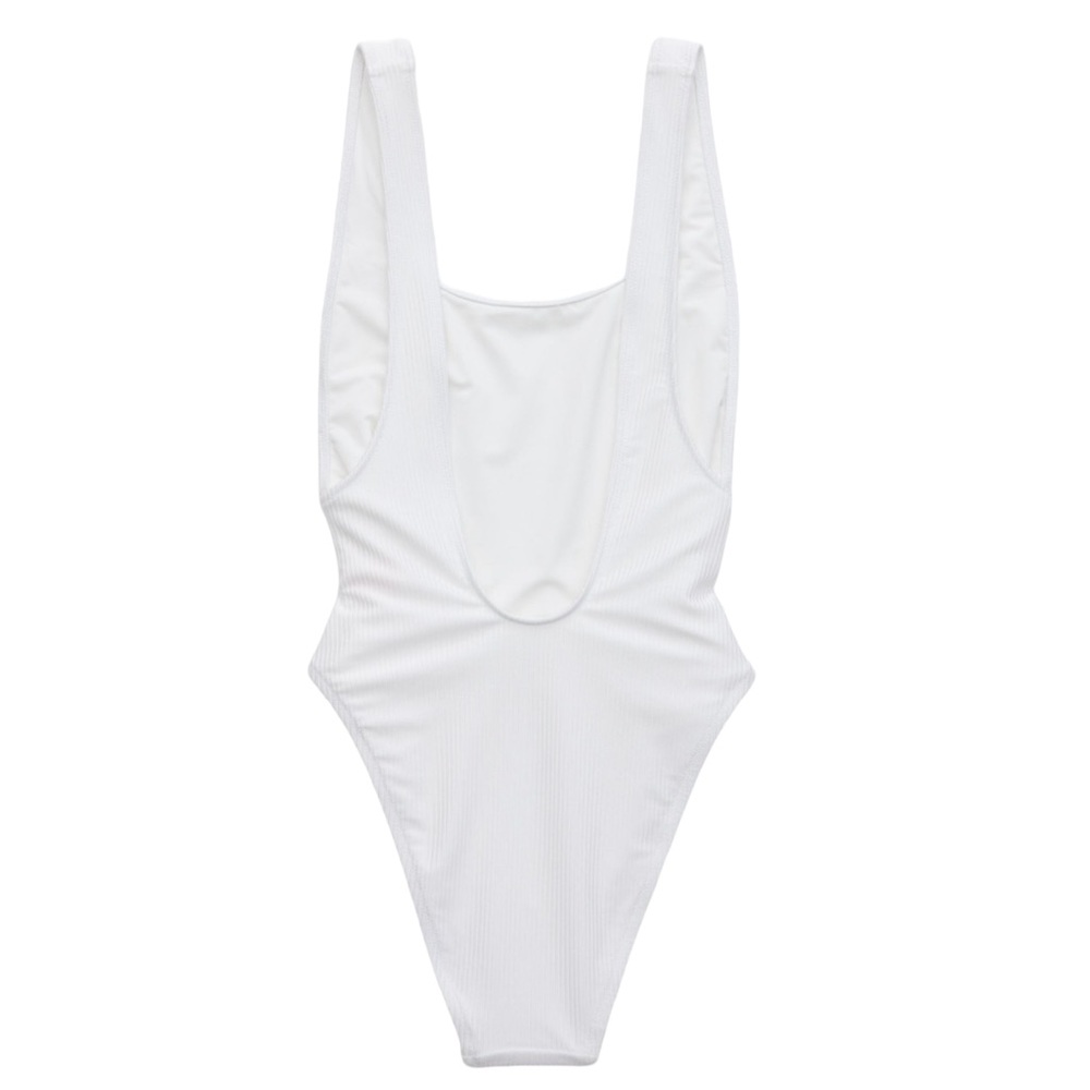 Aerie Shiny Rib Birthday Scoop Cheekiest One Piece Swimsuit NWT Beach Satiny - Picture 5 of 10